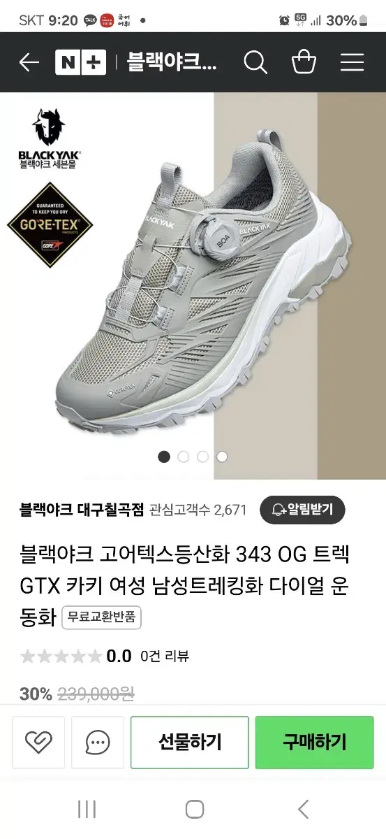 블랙야크 고어텍스 트레킹화 270